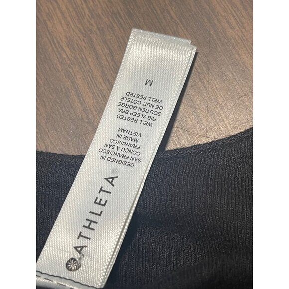 Athleta Well Rested Rib Sleep Bra Black Adj Straps Sz M Lightweight Sustainable - Picture 6 of 8